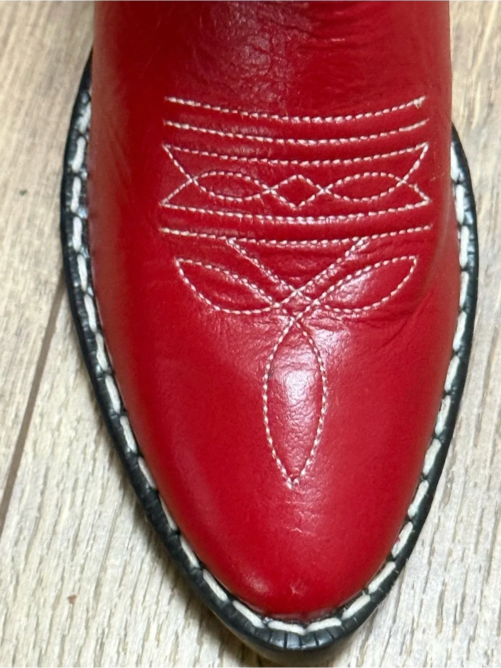 Old West Girls Size 12.5 D Red Leather Western Cowboy Boots J Toe 8116 NWOB